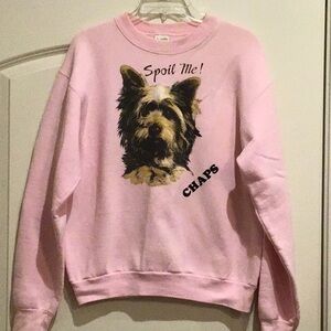Vintage Fruit of the Loom Sweatshirt Pink “Spoil Me” with Puppy Made in USA Sz L
